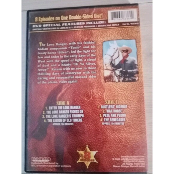 TV Series The Lone Ranger 8 Episodes Including the Original (DVD) Movie GUC - Picture 3 of 3